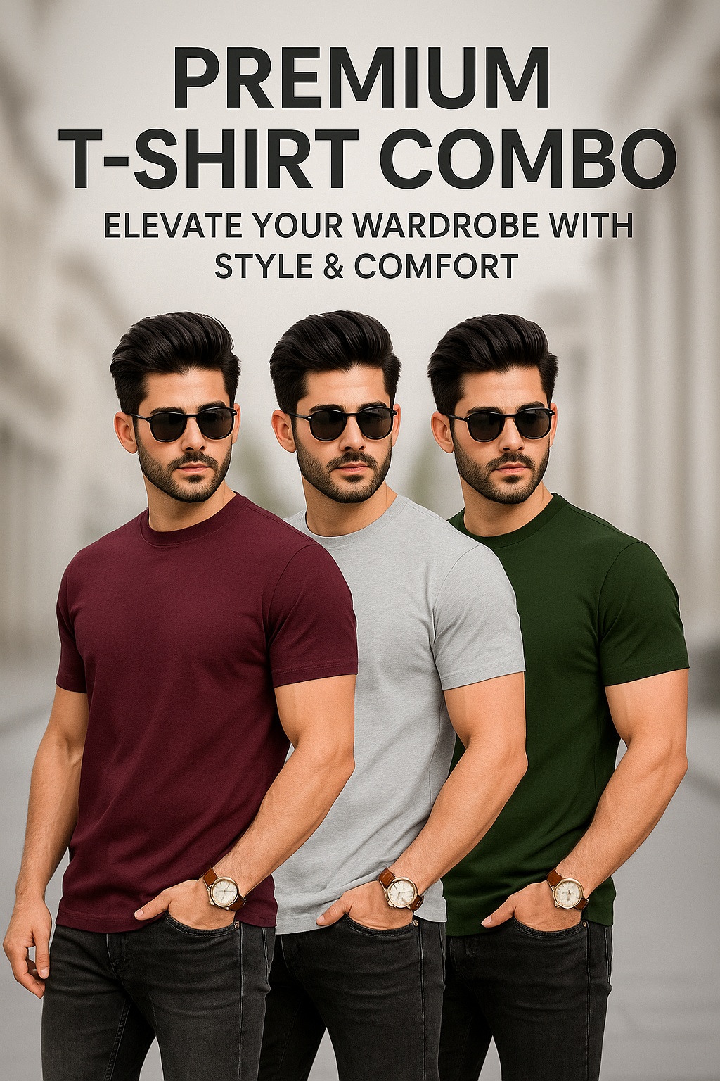 Men’s Premium 3 T-Shirt Combo – Stylish, Comfortable & Trendy Everyday Wear