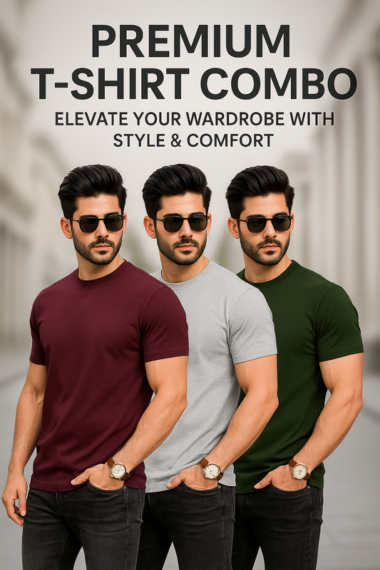 Menβs Premium 3 T-Shirt Combo β Stylish, Comfortable & Trendy Everyday Wear