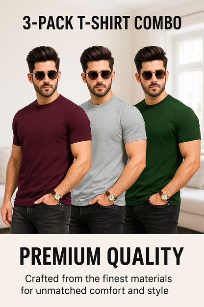 Men’s Premium 3 T-Shirt Combo – Stylish, Comfortable & Trendy Everyday Wear